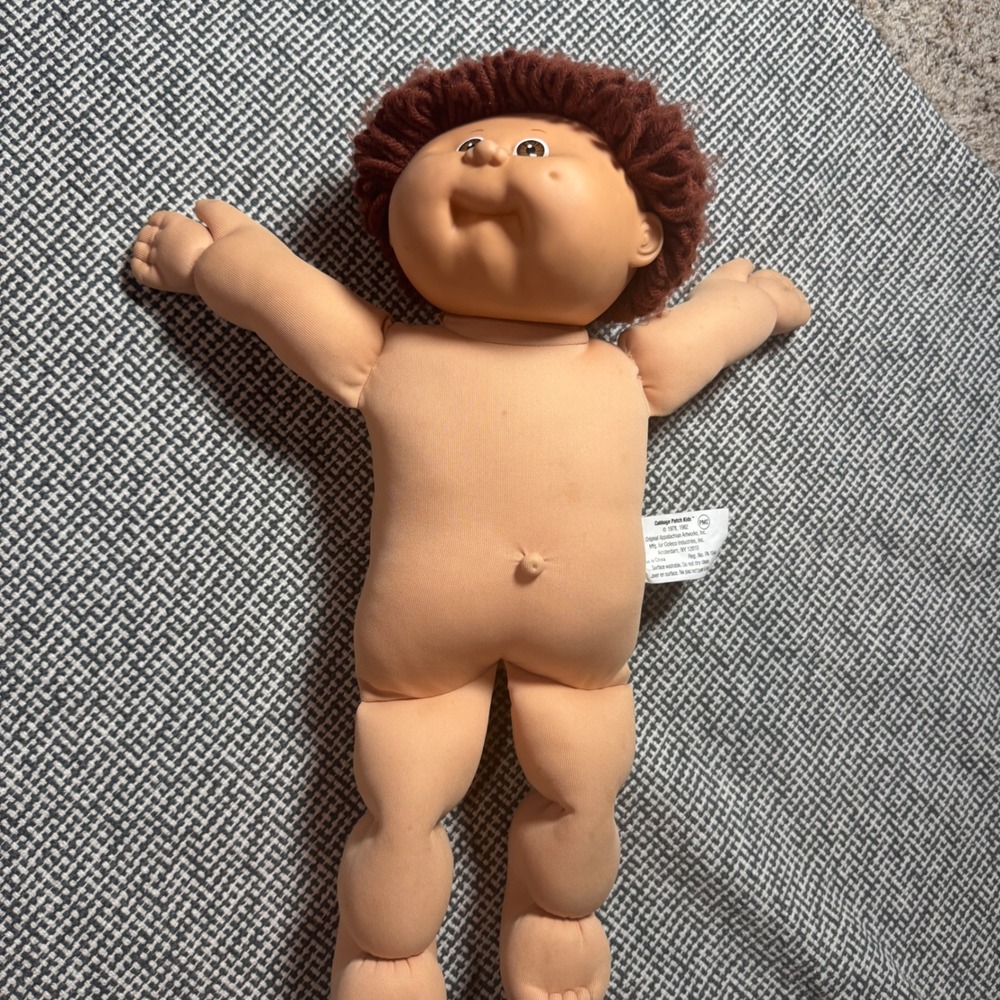 Vintage Cabbage Patch Kids Doll 1982 Coleco Brown Yarn Hair Xavier Roberts Blue